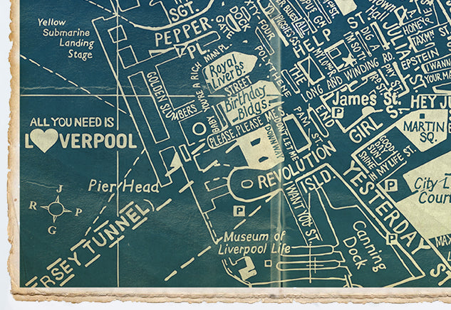 THE BEATLES LIVERPOOL 'BLUEPRINT' MAP