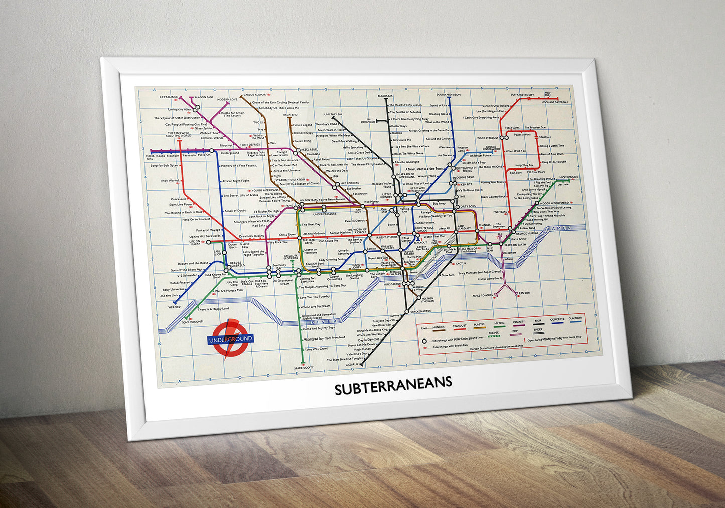 DAVID BOWIE 'SUBTERRANEANS' LONDON TUBE MAP