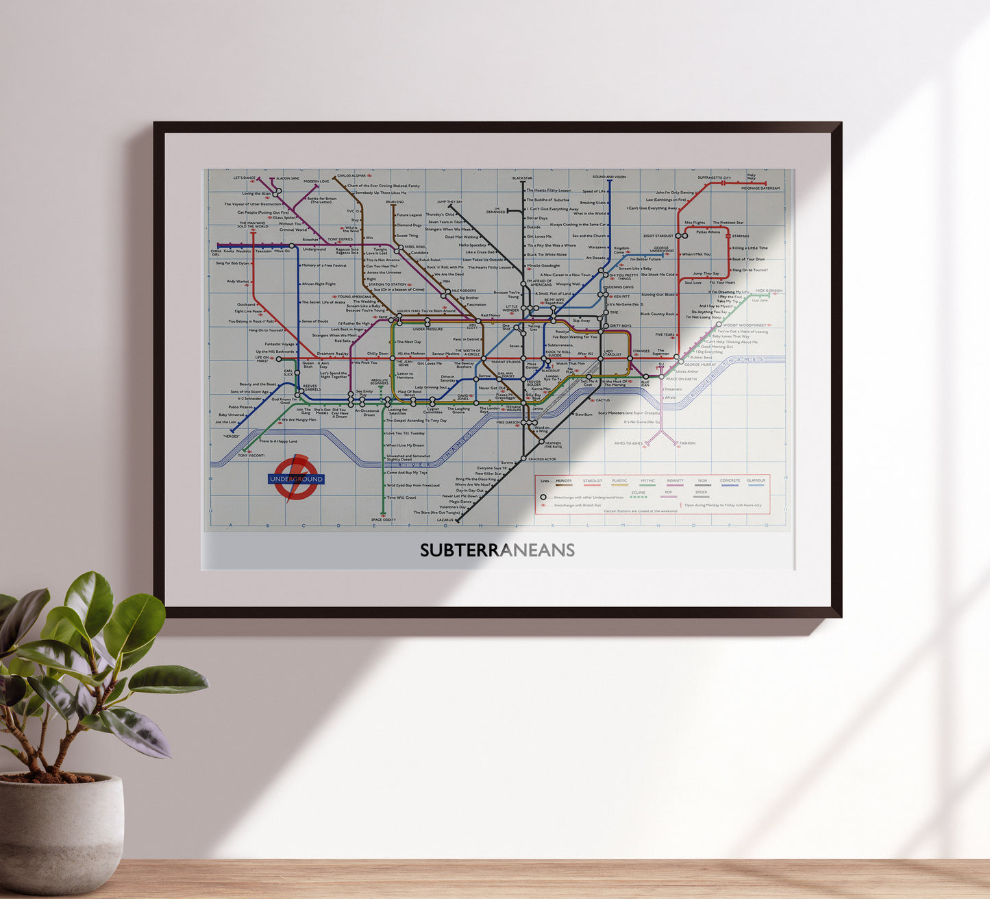 DAVID BOWIE 'SUBTERRANEANS' LONDON TUBE MAP