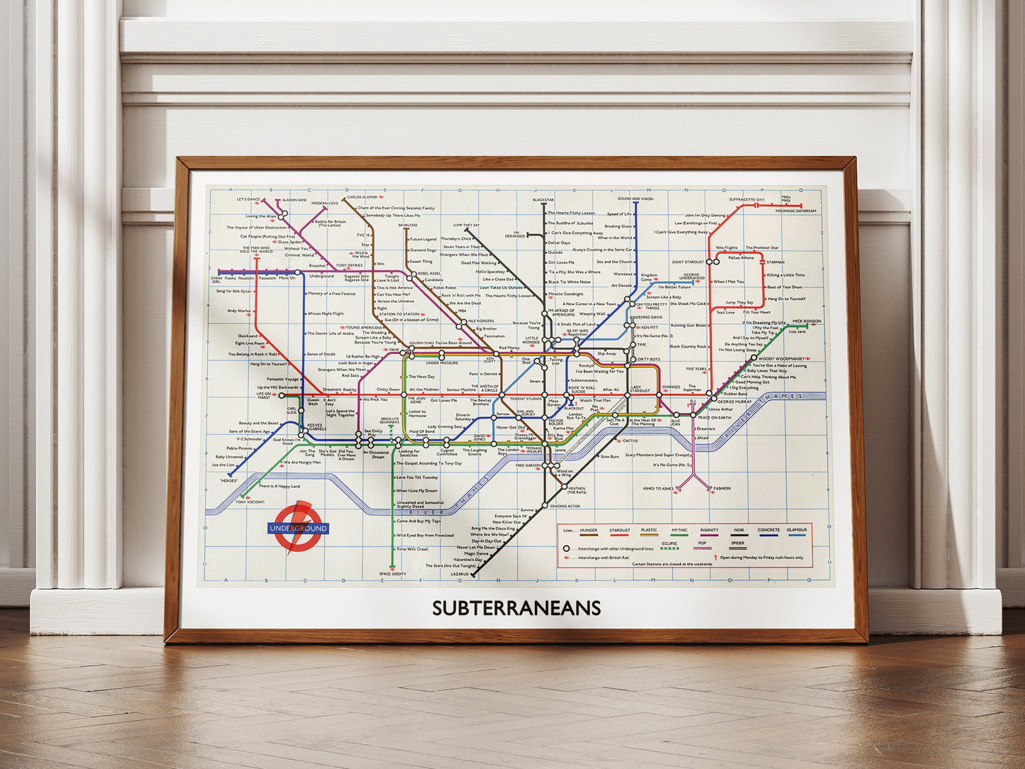 DAVID BOWIE 'SUBTERRANEANS' LONDON TUBE MAP