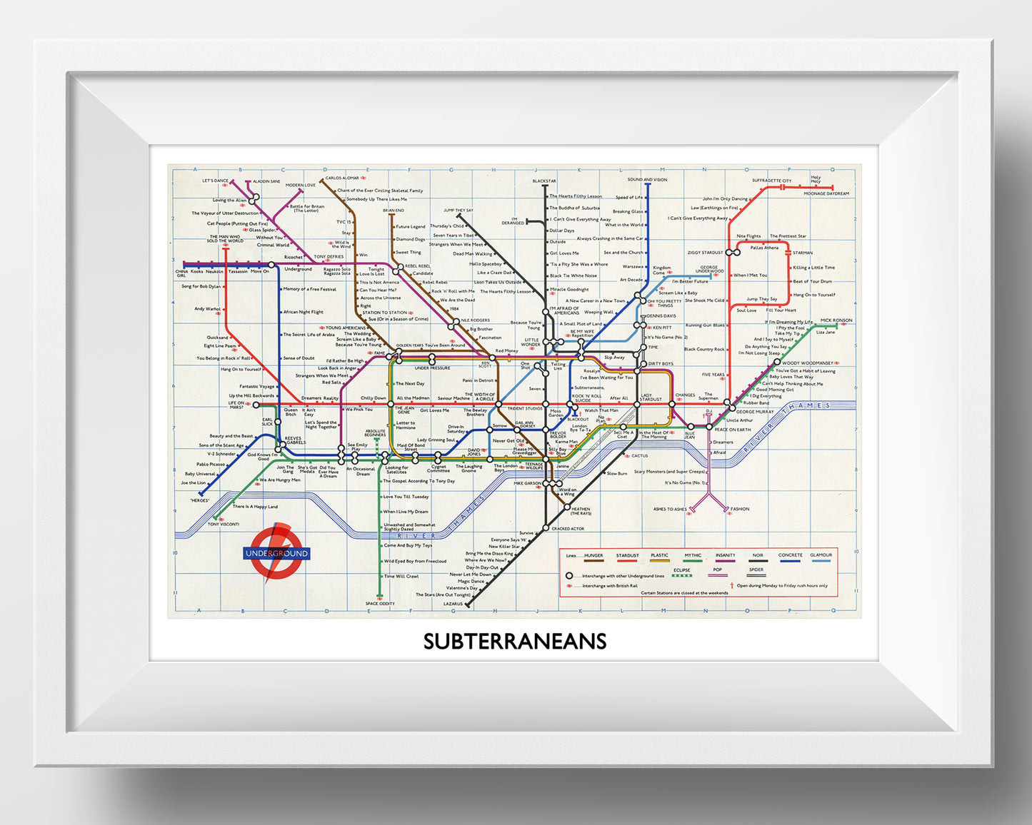 DAVID BOWIE 'SUBTERRANEANS' LONDON TUBE MAP