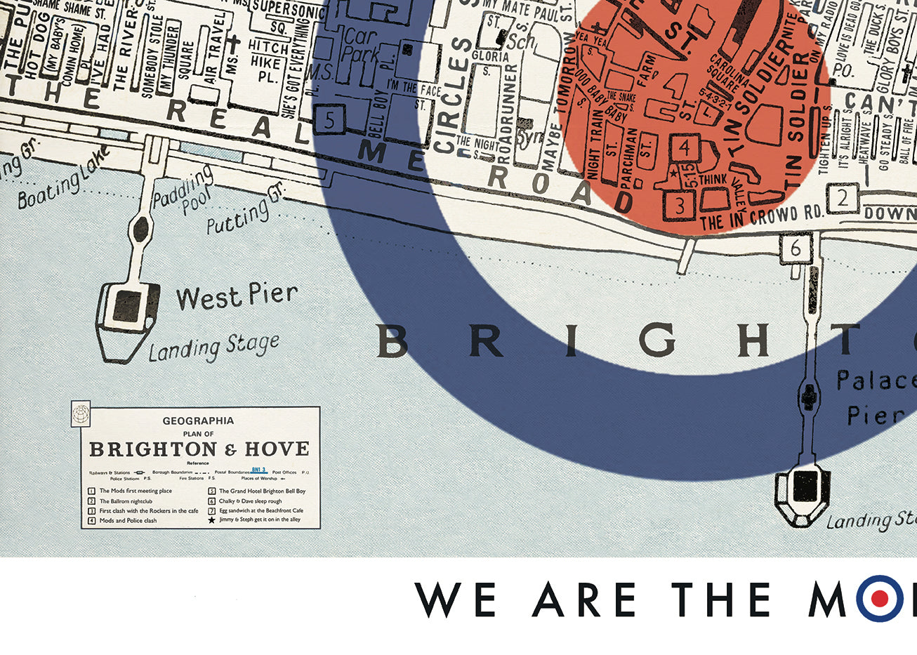 BRIGHTON 'WE ARE THE MODS' 1960's MAP