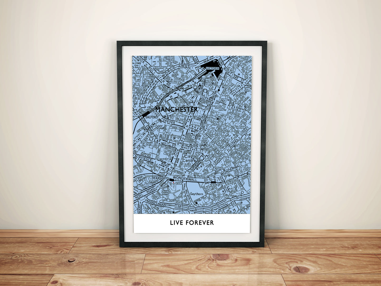 OASIS 'LIVE FOREVER' MANCHESTER CITY MAP