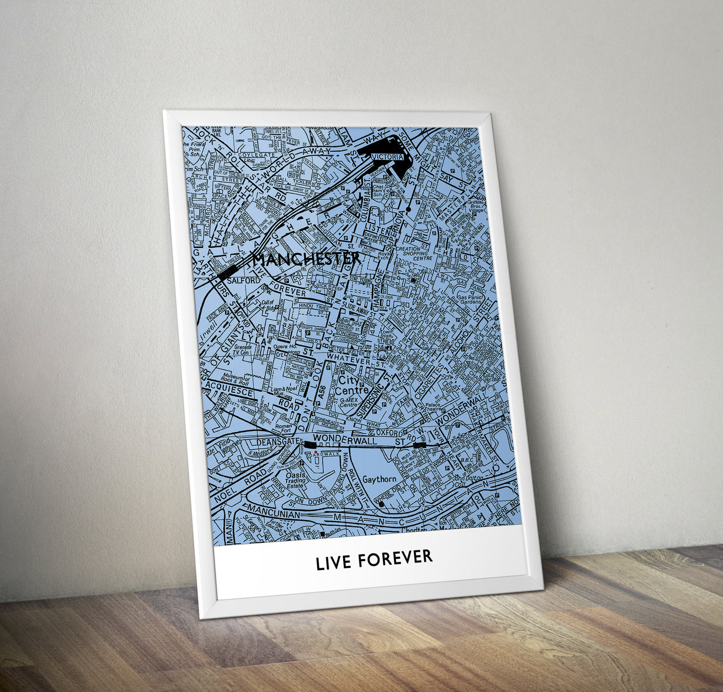 OASIS 'LIVE FOREVER' MANCHESTER CITY MAP