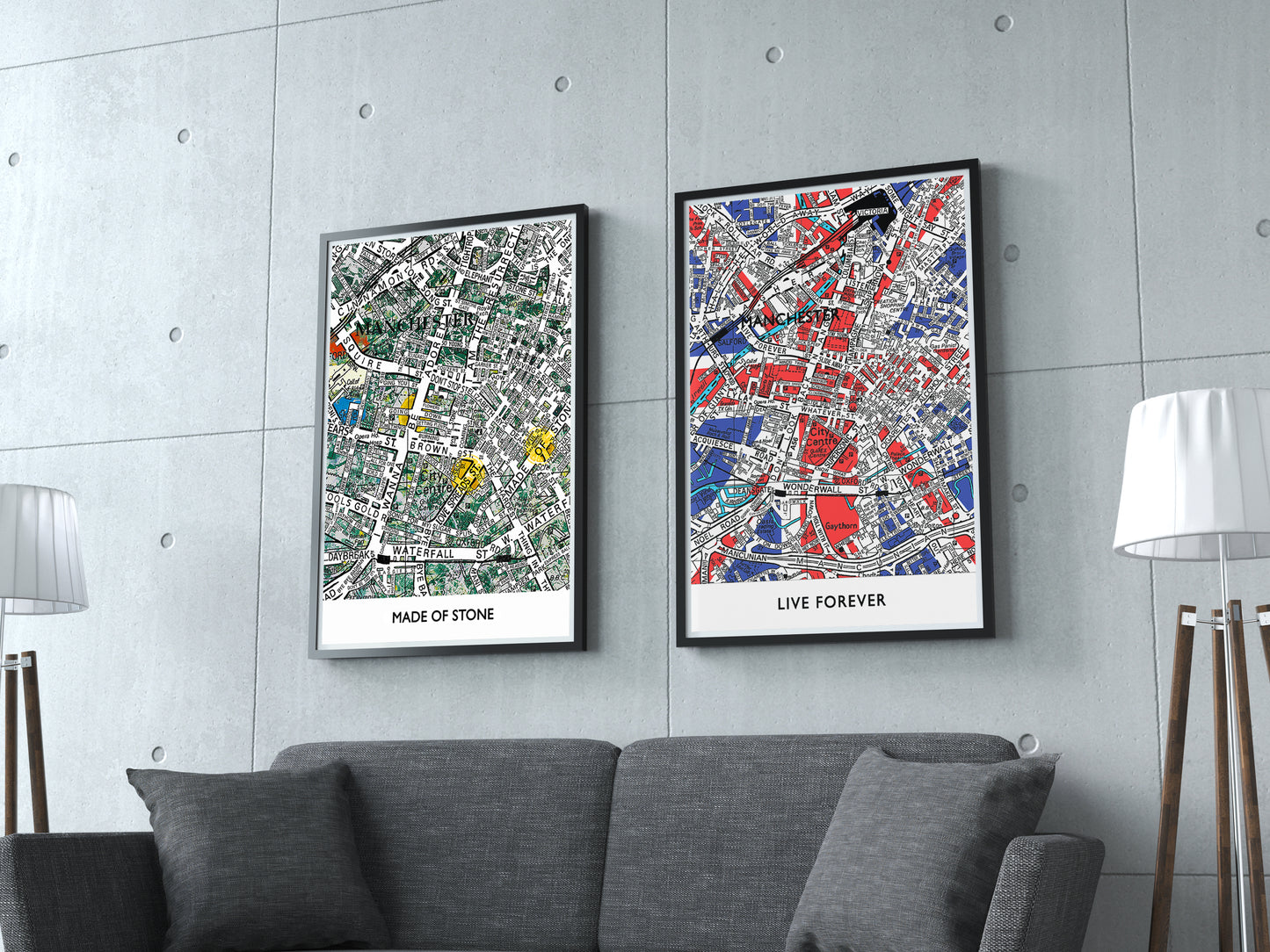 OASIS 'LIVE FOREVER' UNION JACK MANCHESTER MAP