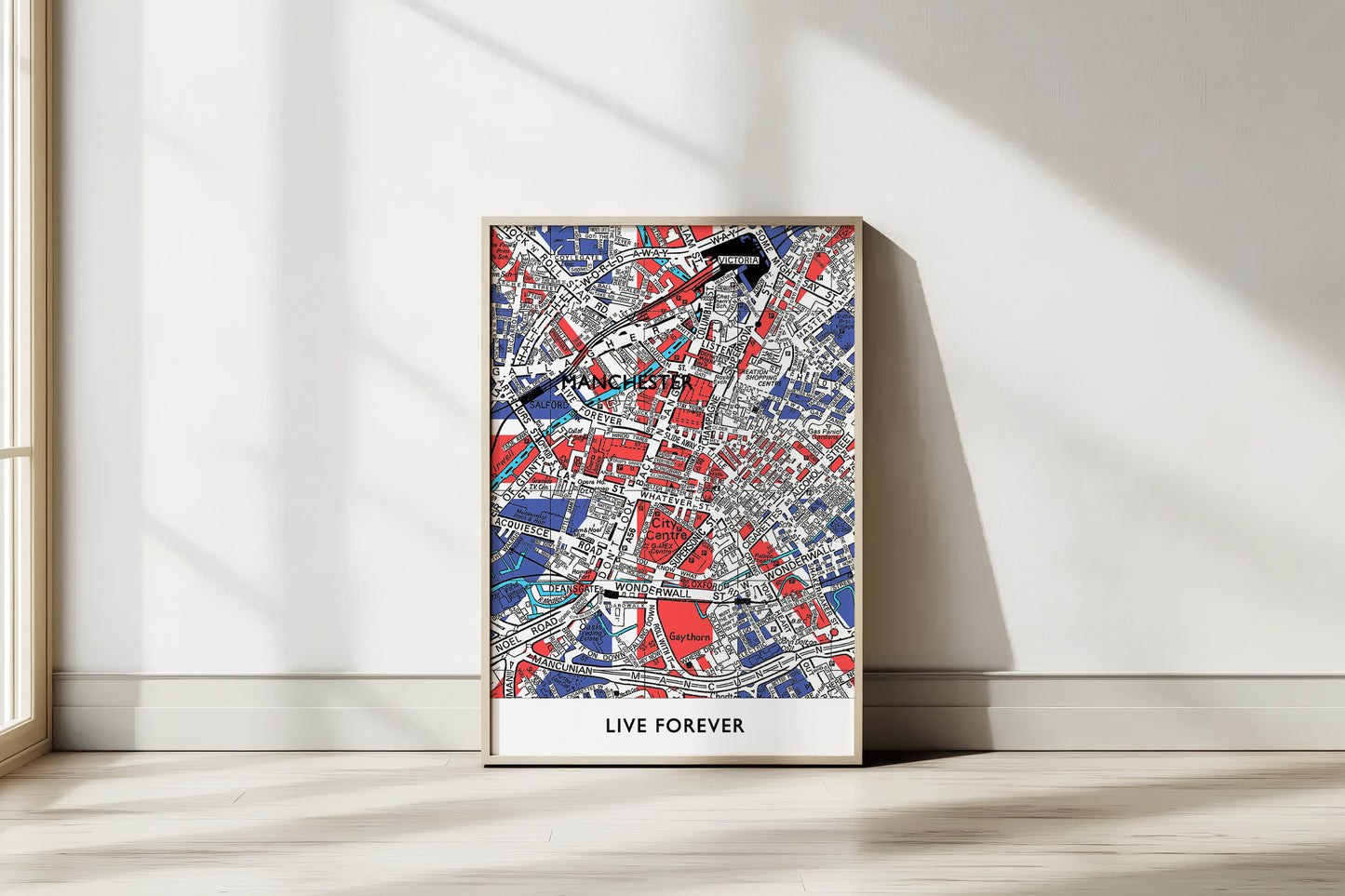 OASIS 'LIVE FOREVER' UNION JACK MANCHESTER MAP