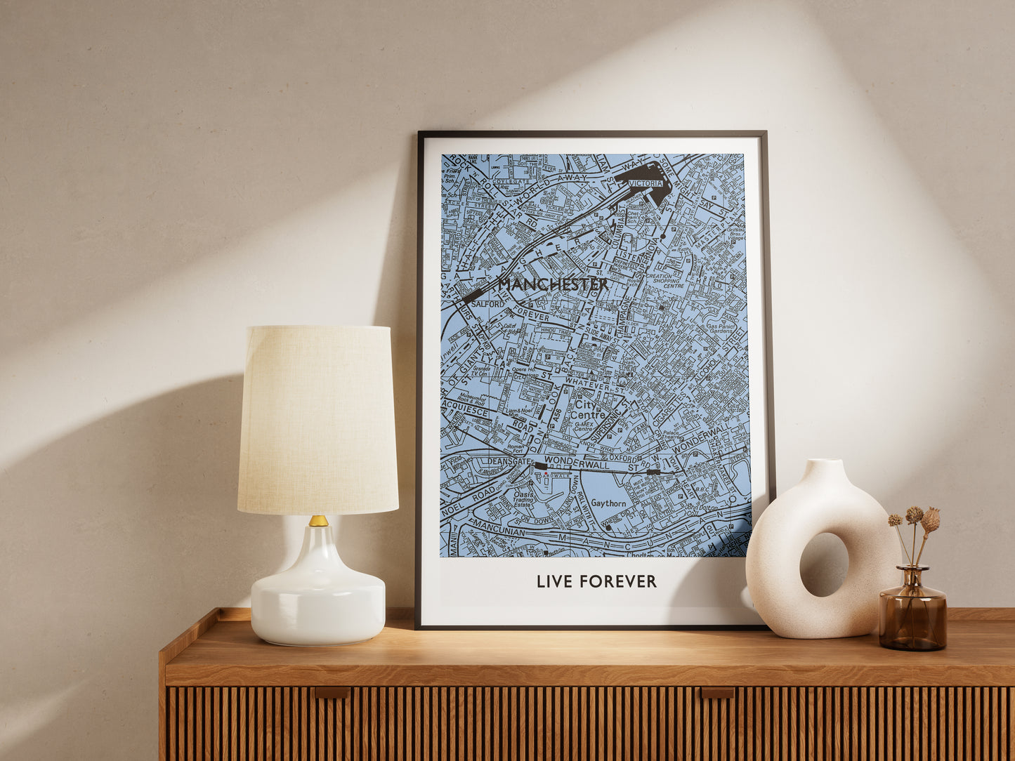 OASIS 'LIVE FOREVER' MANCHESTER CITY MAP