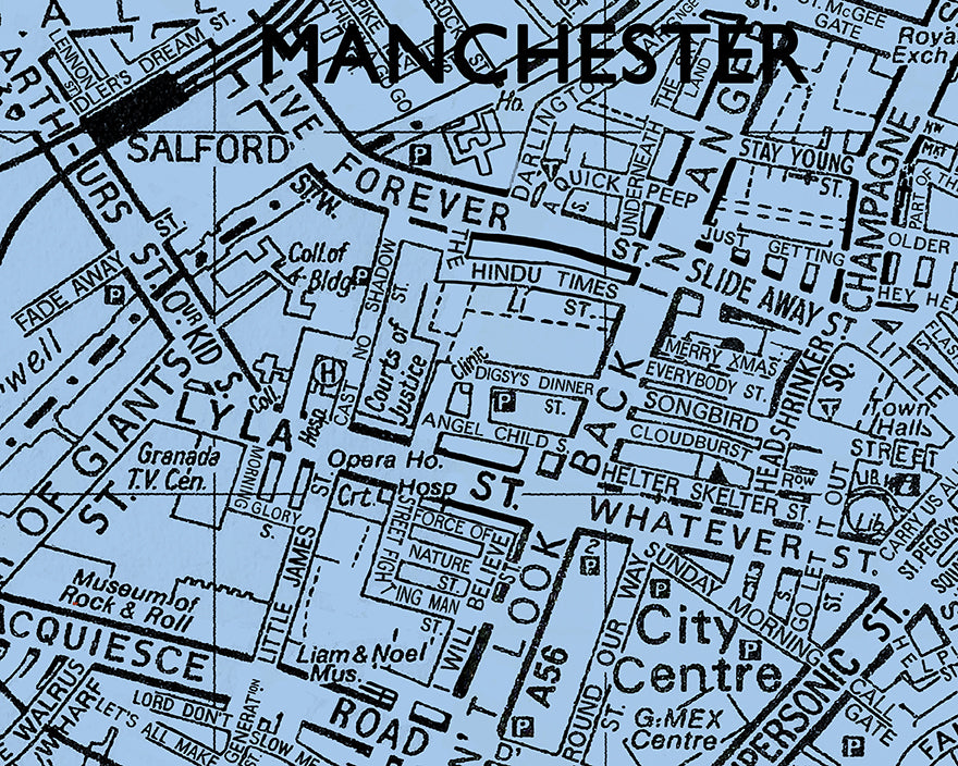 OASIS 'LIVE FOREVER' MANCHESTER CITY MAP