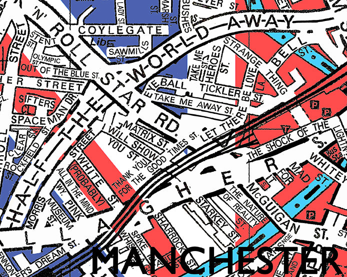 OASIS 'LIVE FOREVER' UNION JACK MANCHESTER MAP