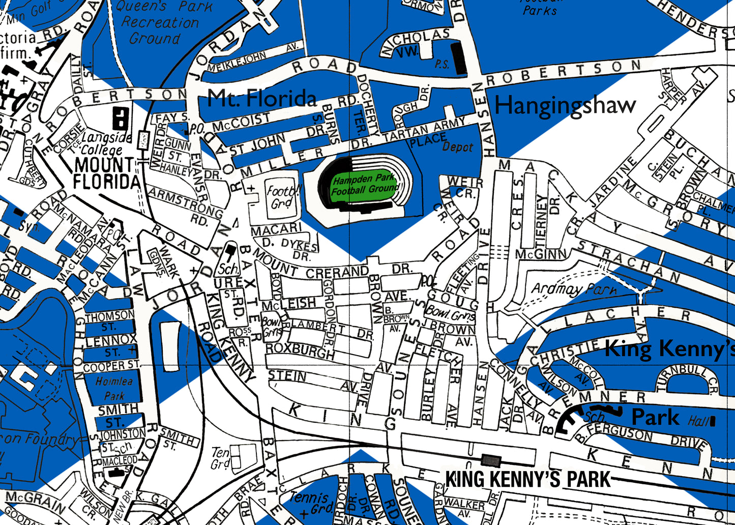 SCOTLAND'S 'THE BRAVE' HAMPDEN PARK FOOTBALL MAP