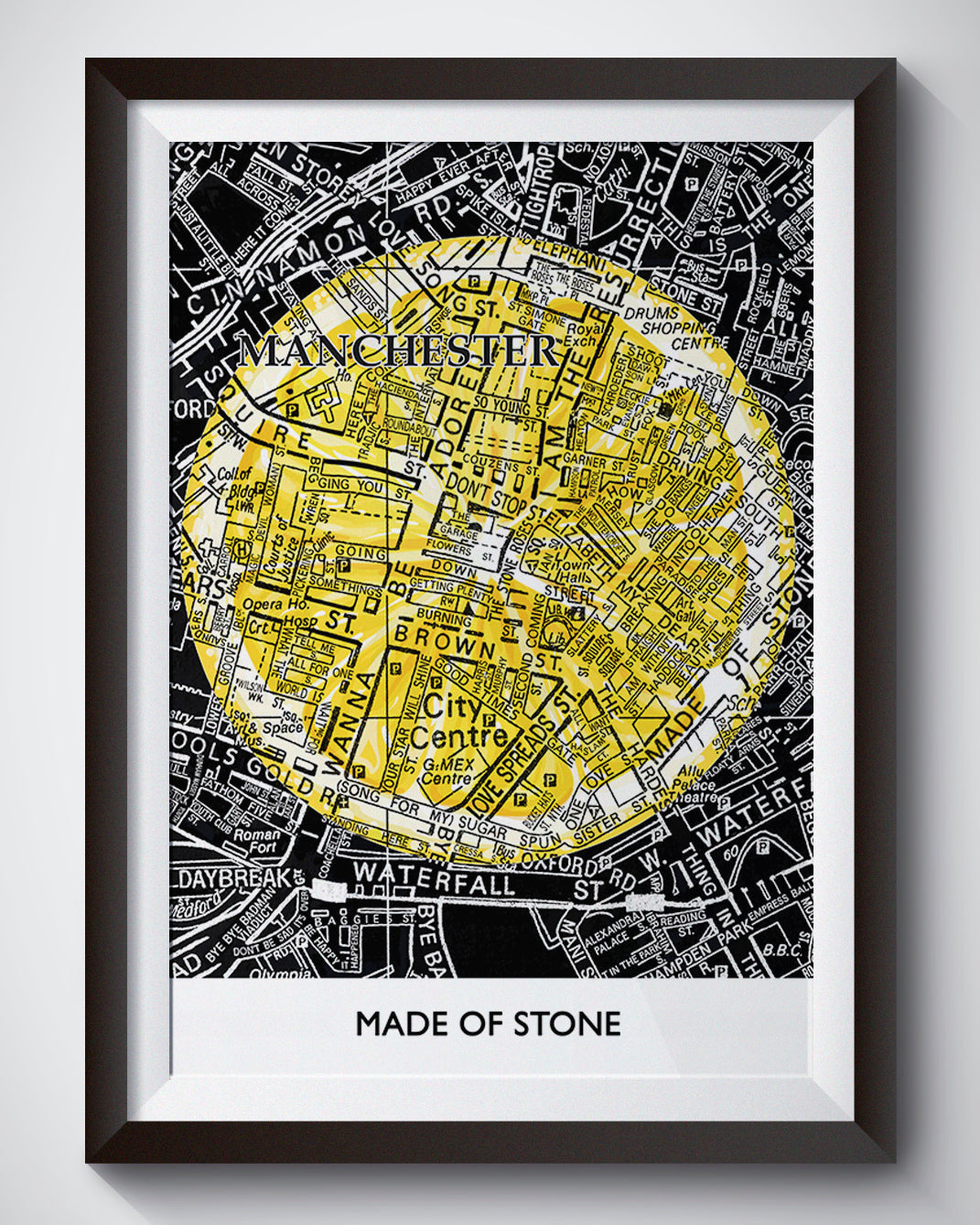 THE STONE ROSES REVOLUTIONARY LEMON/BLACK MAP