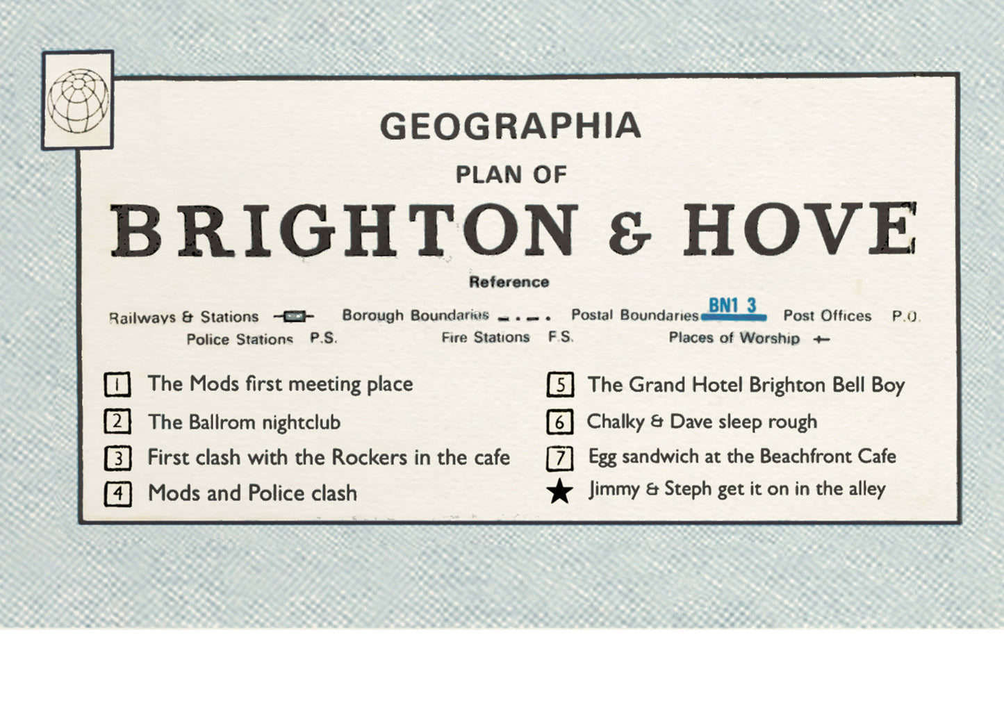 BRIGHTON 'WE ARE THE MODS' 1960's MAP